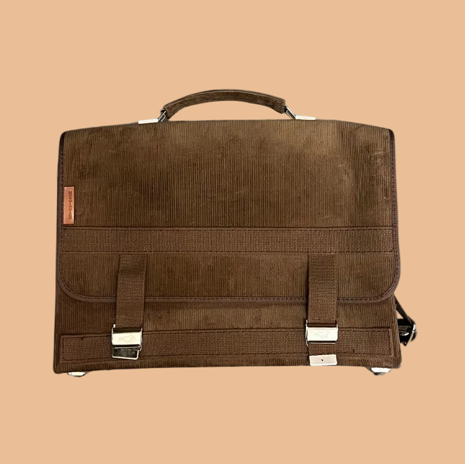 The School Bag  Cartella da scuola anni ’70 in velluto a coste — porta laptop