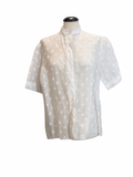 Camicia anni ’60, realizzata in finissimo voile di cotone ricamato