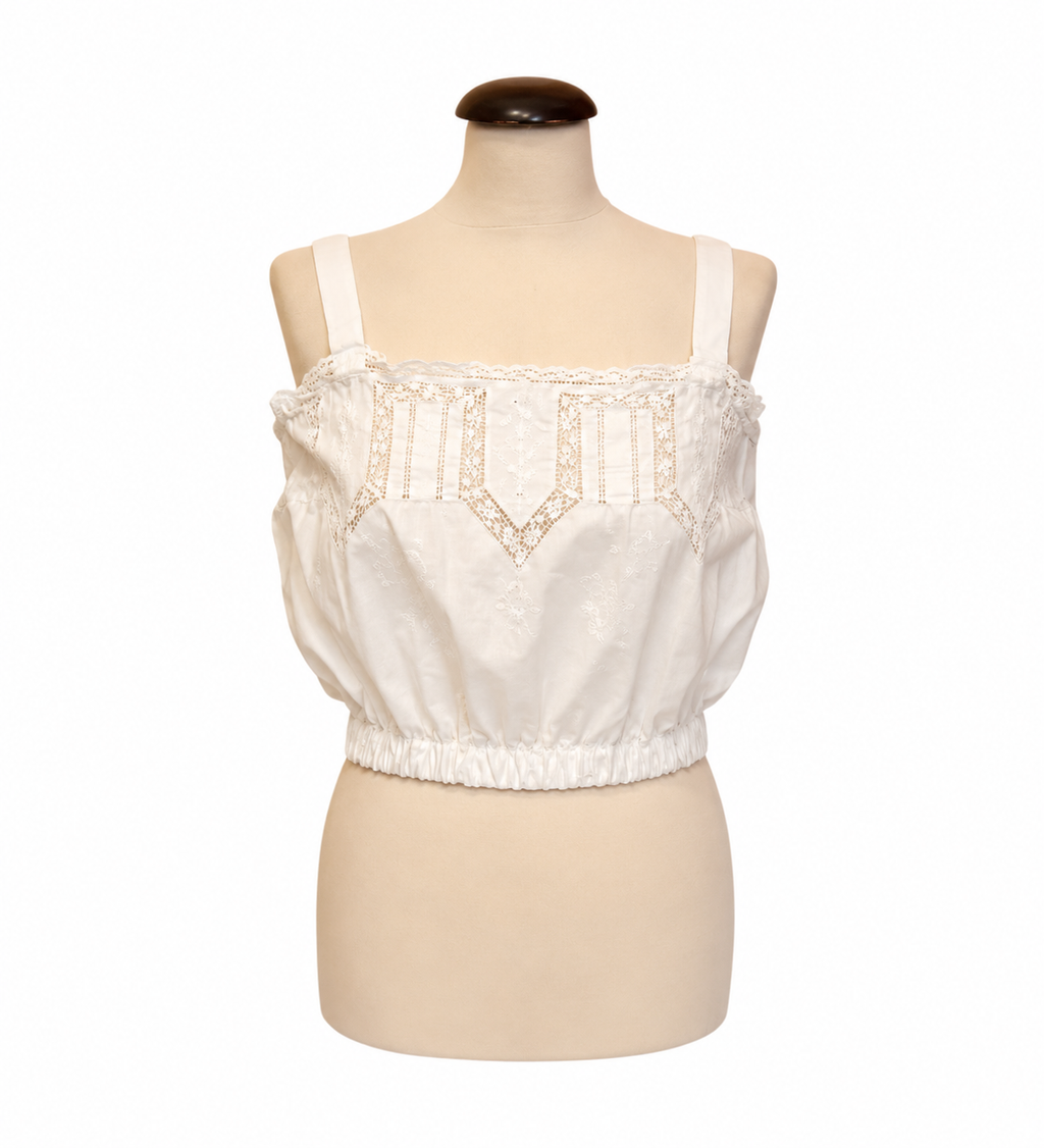 Top vintage in cotone ricamato