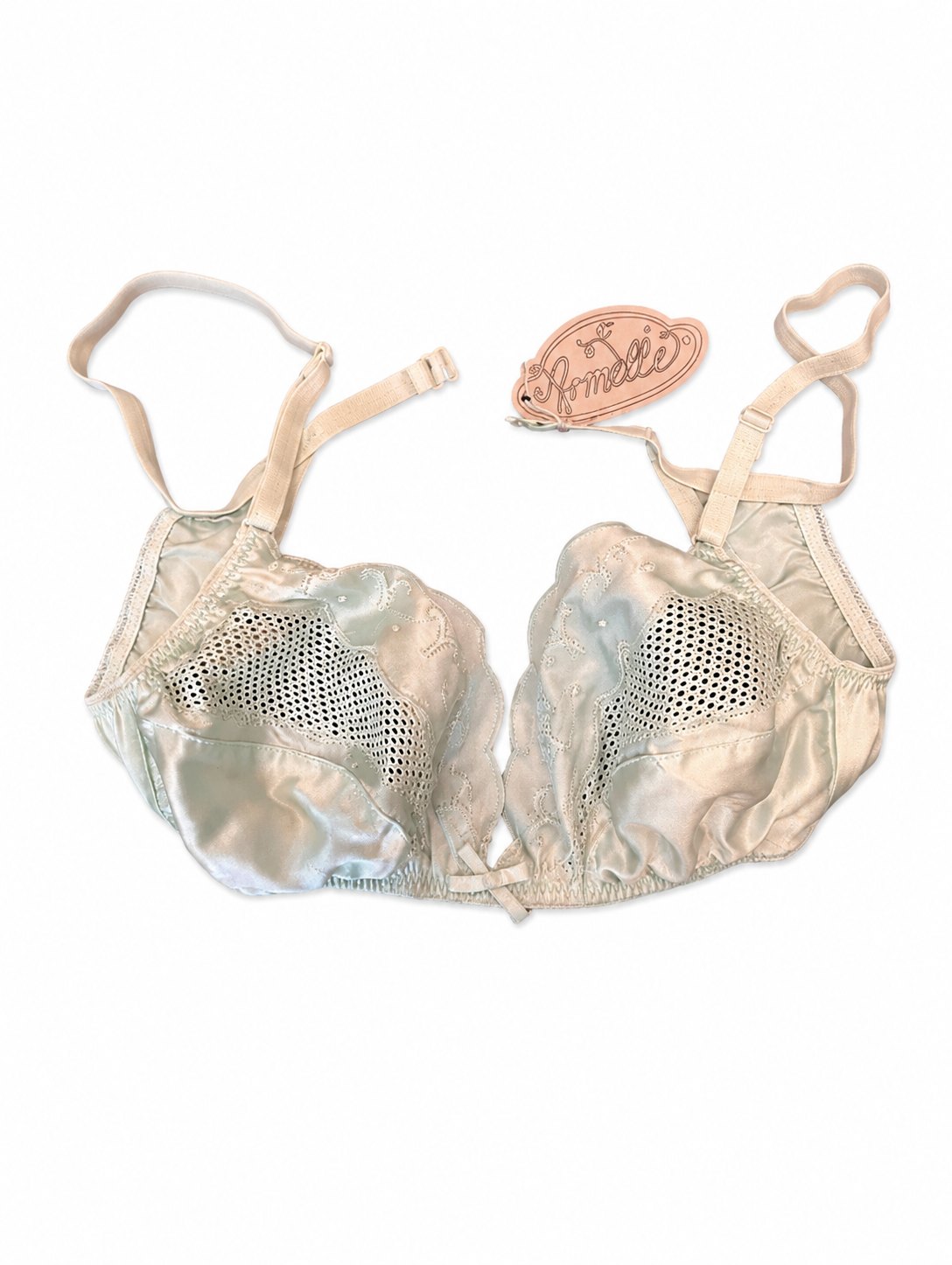 Reggiseno vintage in seta color verde chiaro