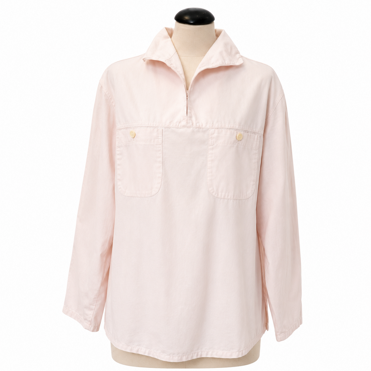 1970s Vintage Cotton Tunic – Nautical Pullover Shirt with Chest Pockets – Beach & Sailing Top