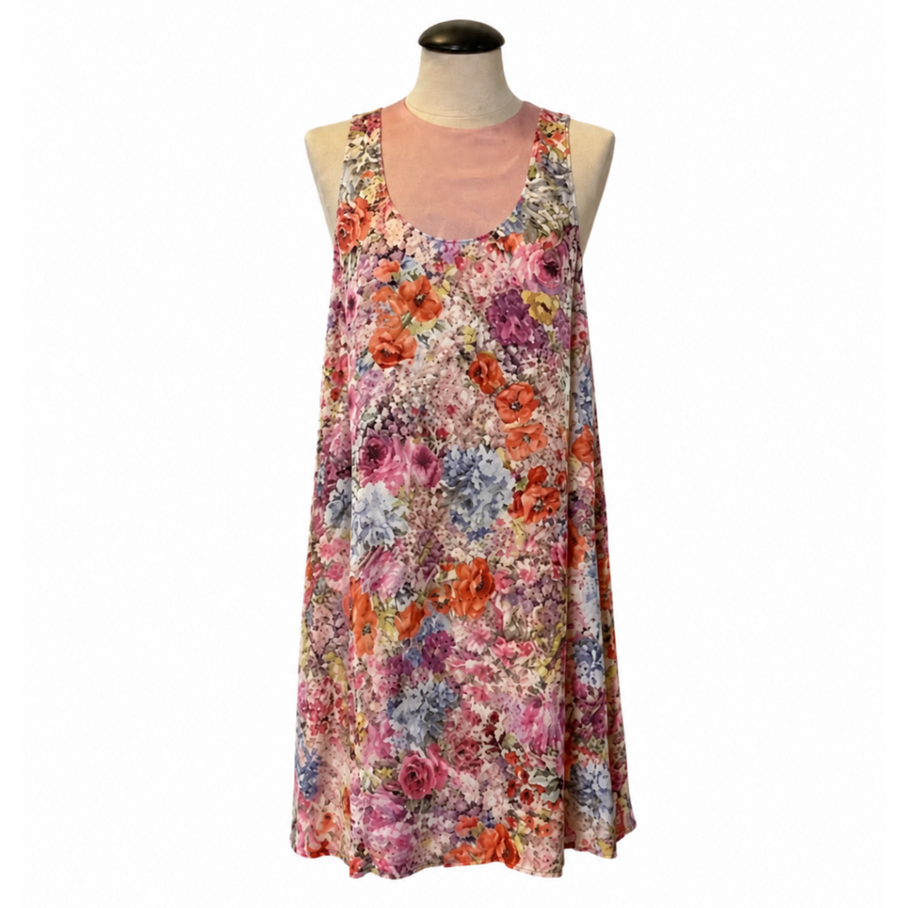 Valentino Flowers  Abito Valentino in seta floreale con sottoveste in seta rosa