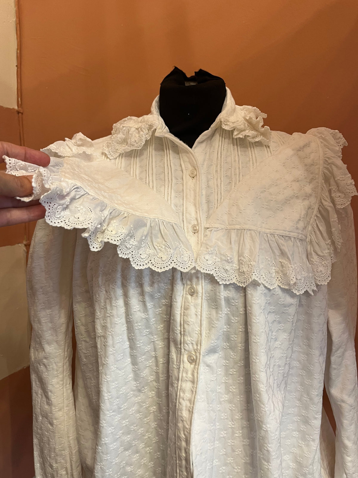 Edwardian White Cotton Piqué Blouse