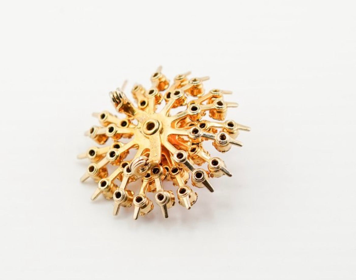 Pink Starburst  Spilla Coro americana anni ’60 con strass rosa