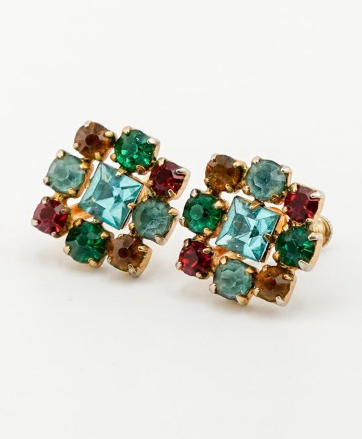 Color Cluster - Orecchini americani anni ’60 con strass multicolore