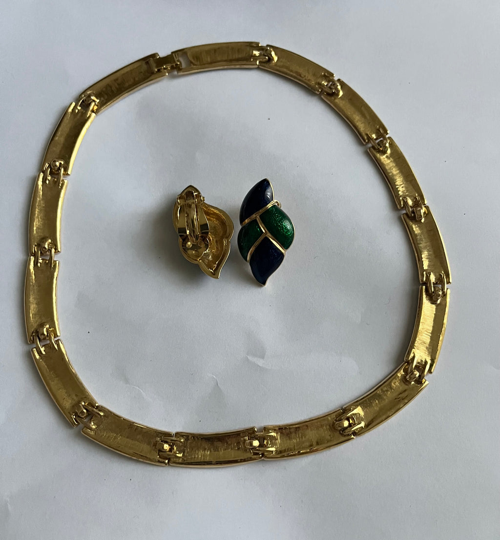 Parure in smalto verde e blu  1980
