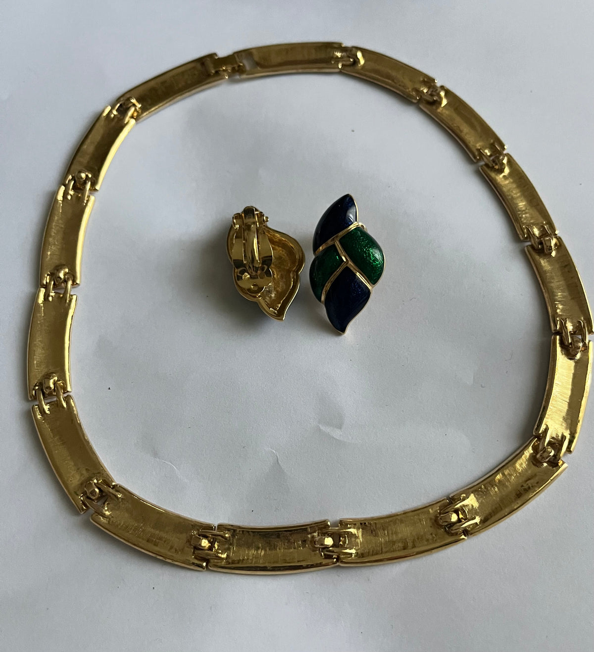 Parure in smalto verde e blu  1980