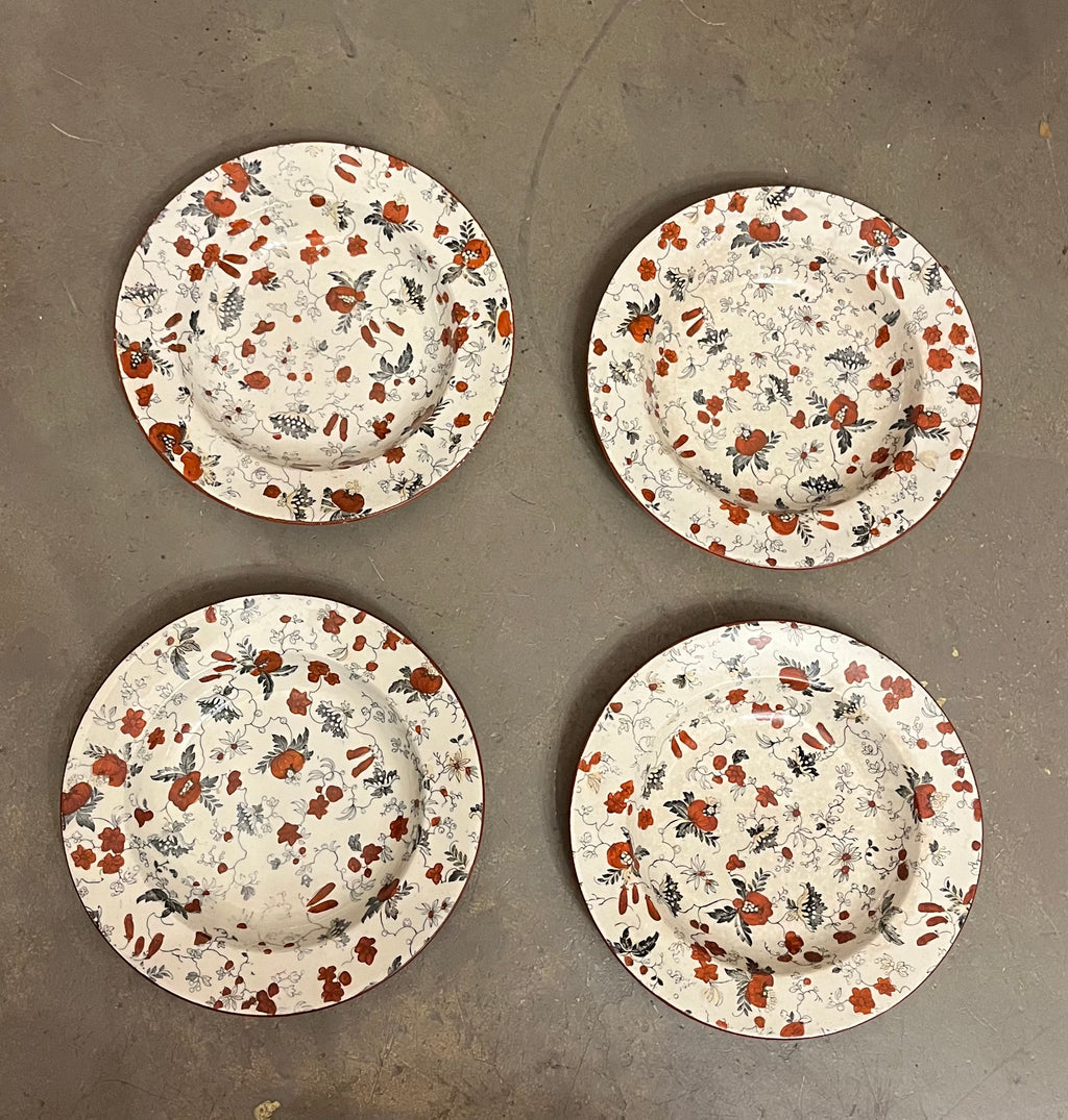 Set di 4 piatti in ceramica Pompadour B.T.P.C.