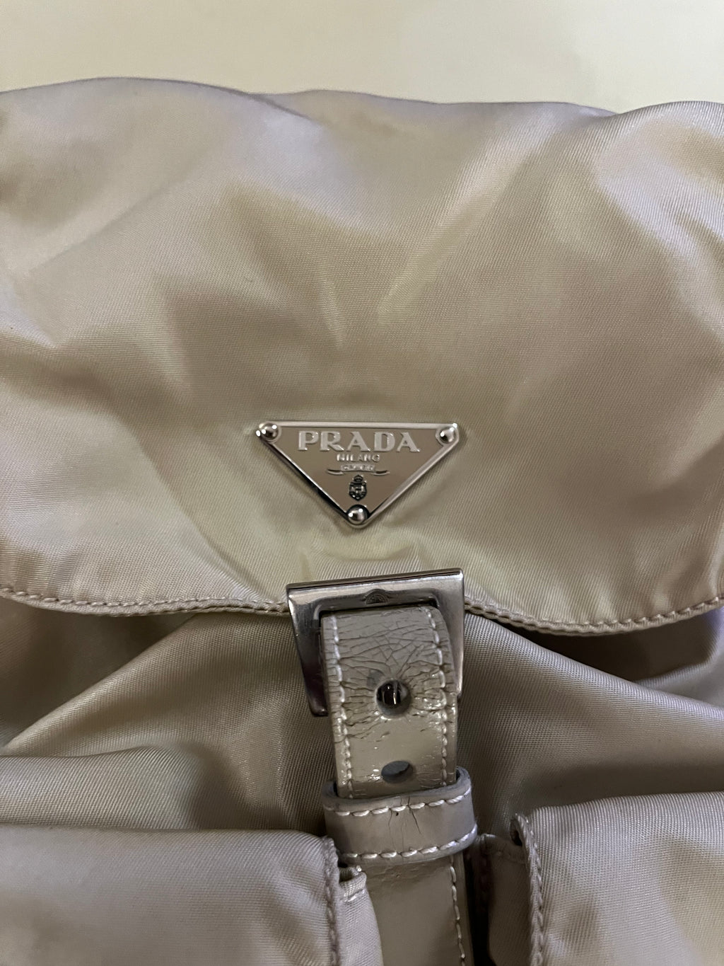 Zaino Prada Tessuto Vela in nylon beige
