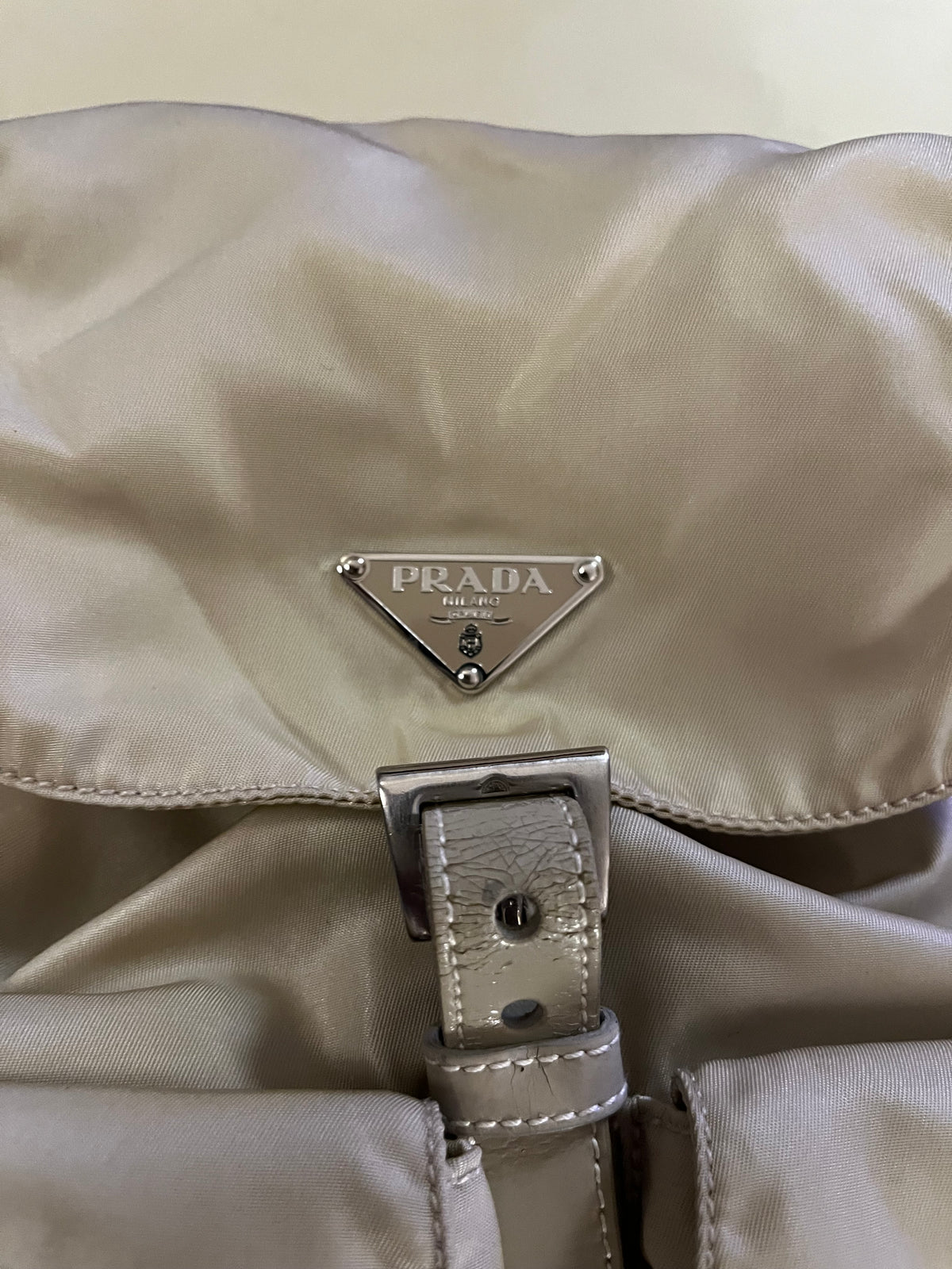 Zaino Prada Tessuto Vela in nylon beige