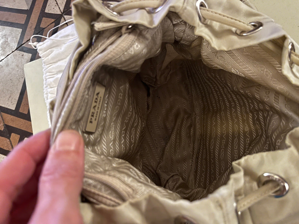 Zaino Prada Tessuto Vela in nylon beige
