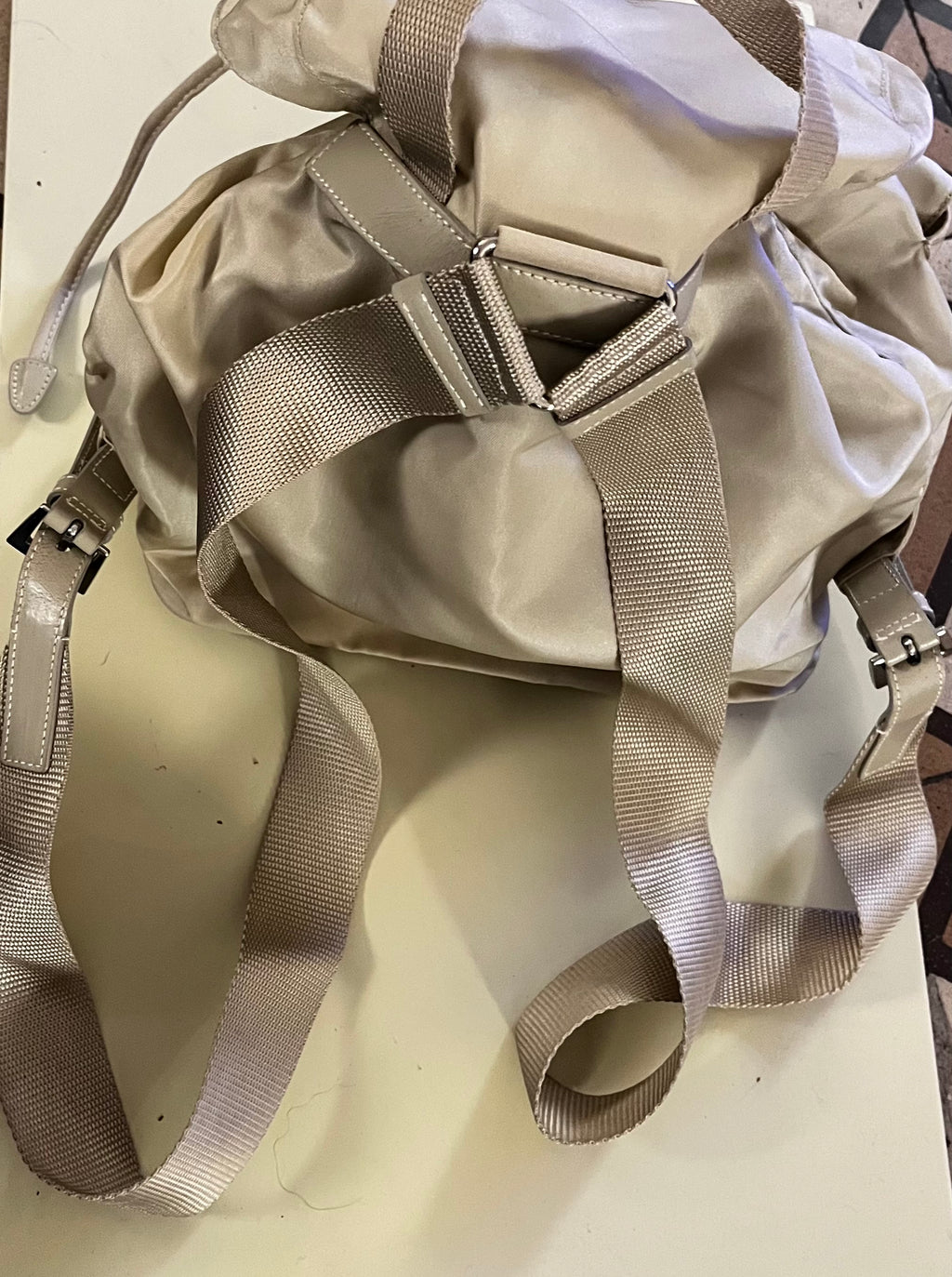 Zaino Prada Tessuto Vela in nylon beige
