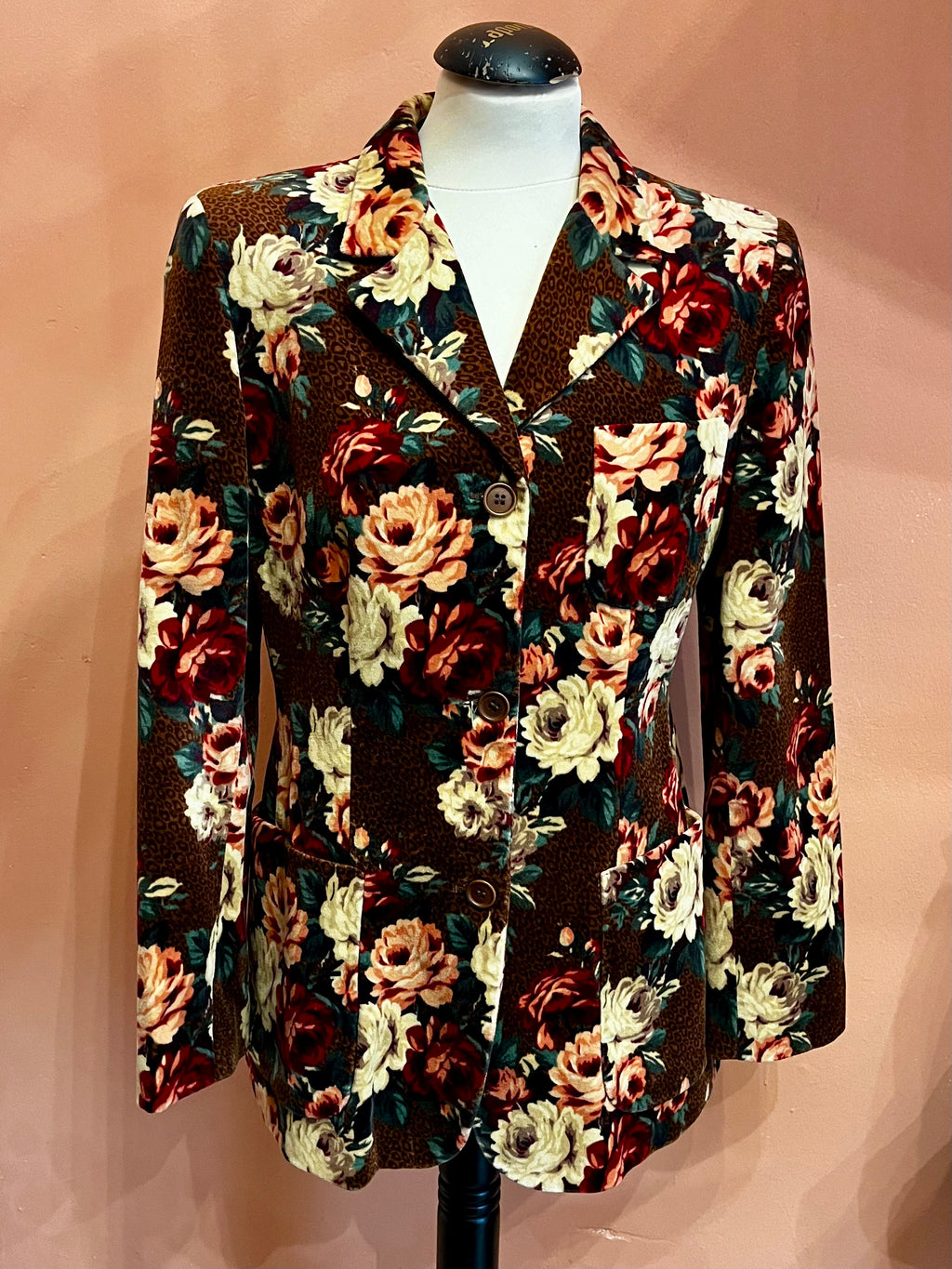 Johnny Lambs – Giacca vintage anni ’90 in velluto di cotone floreale