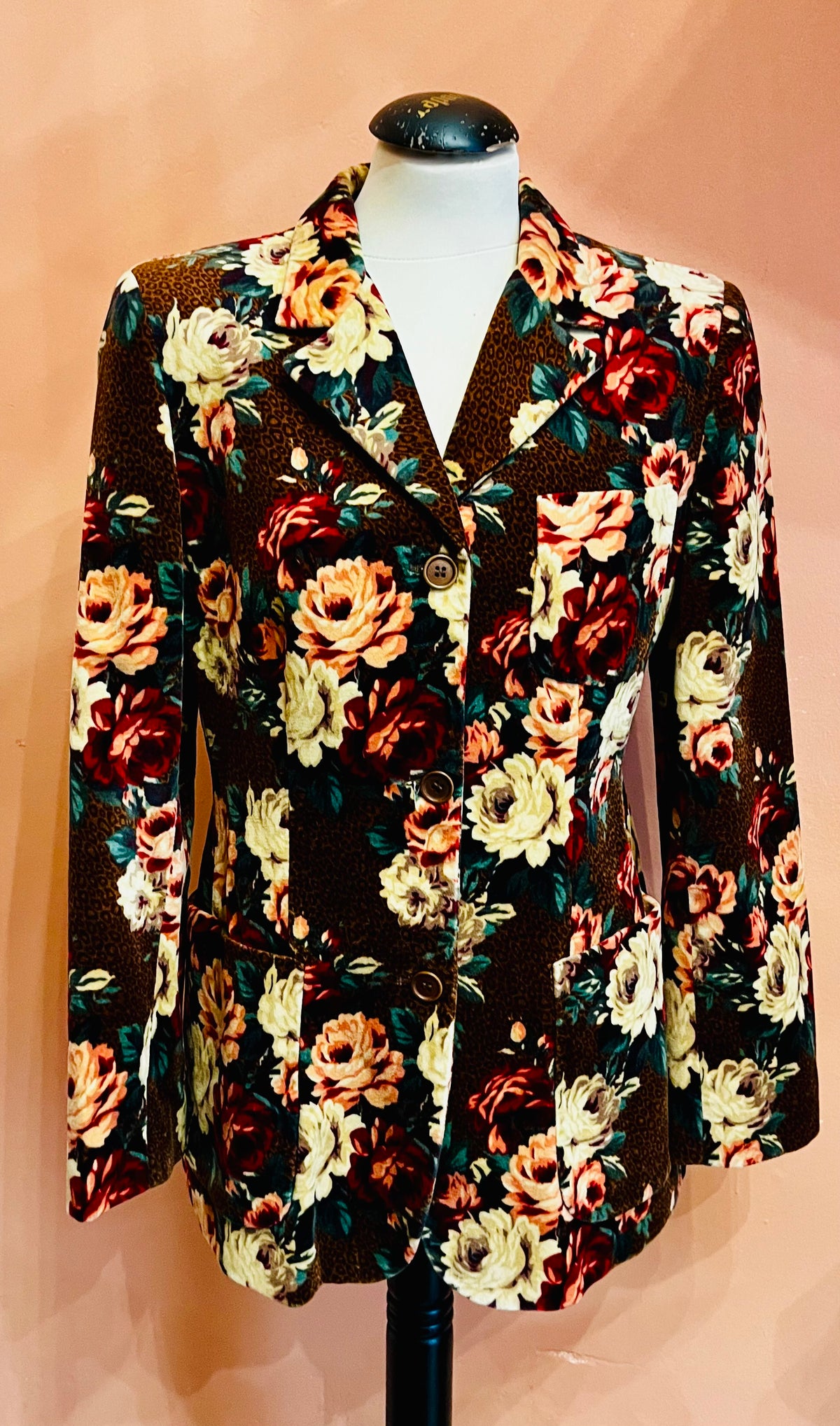 Johnny Lambs – Giacca vintage anni ’90 in velluto di cotone floreale