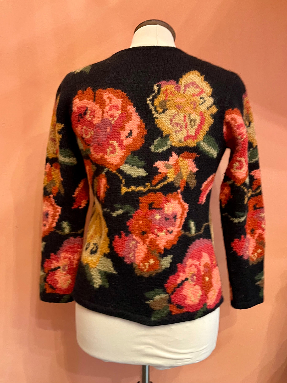 Giorgio Kauten – Maglione vintage anni ’80 in lana jacquard floreale