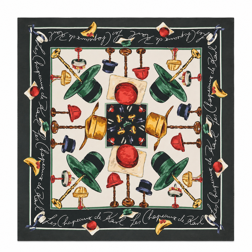 Karl Lagerfeld Silk Scarf “Les Chapeaux de Karl”