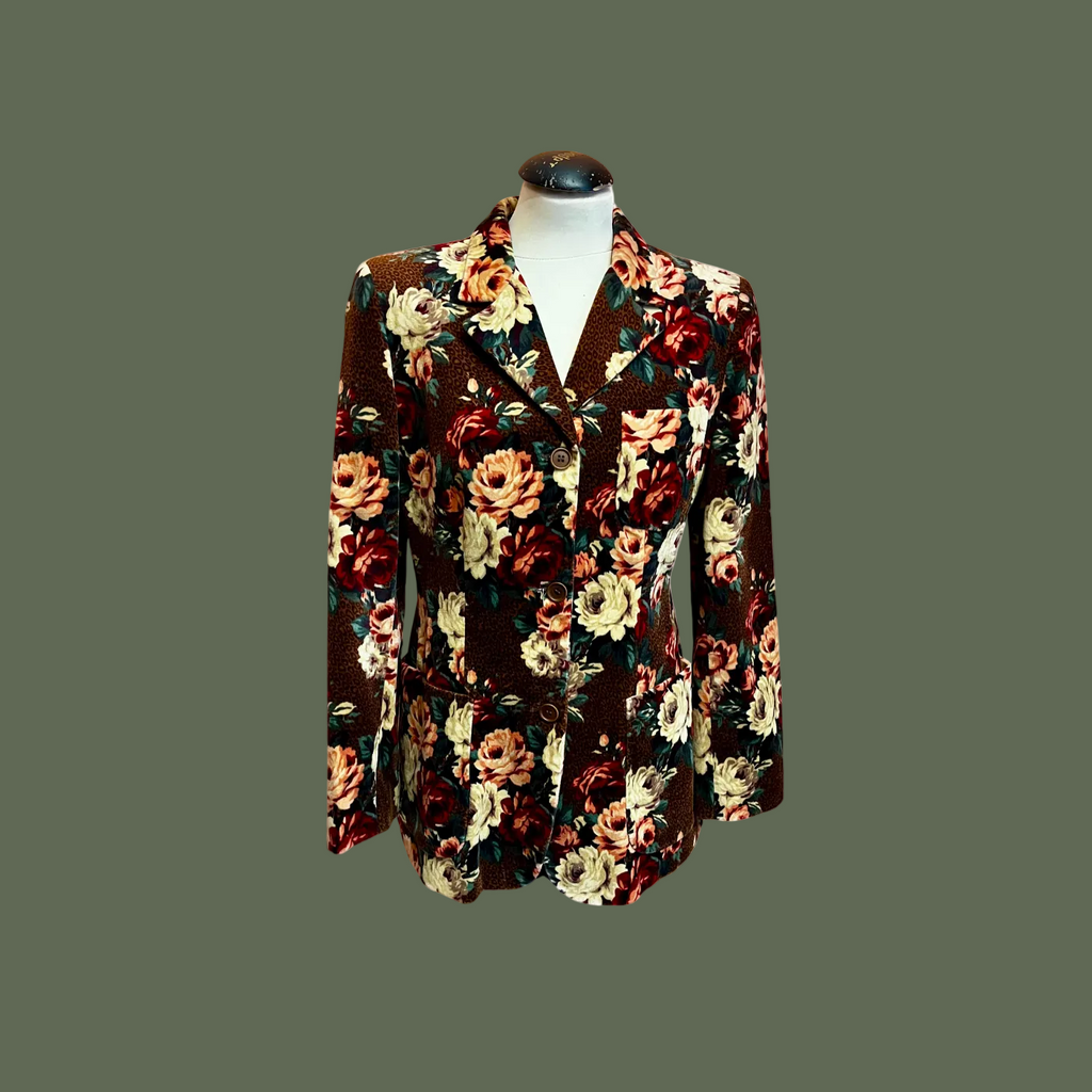 Johnny Lambs – Giacca vintage anni ’90 in velluto di cotone floreale