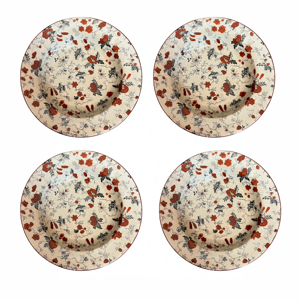 Set di 4 piatti in ceramica Pompadour B.T.P.C.