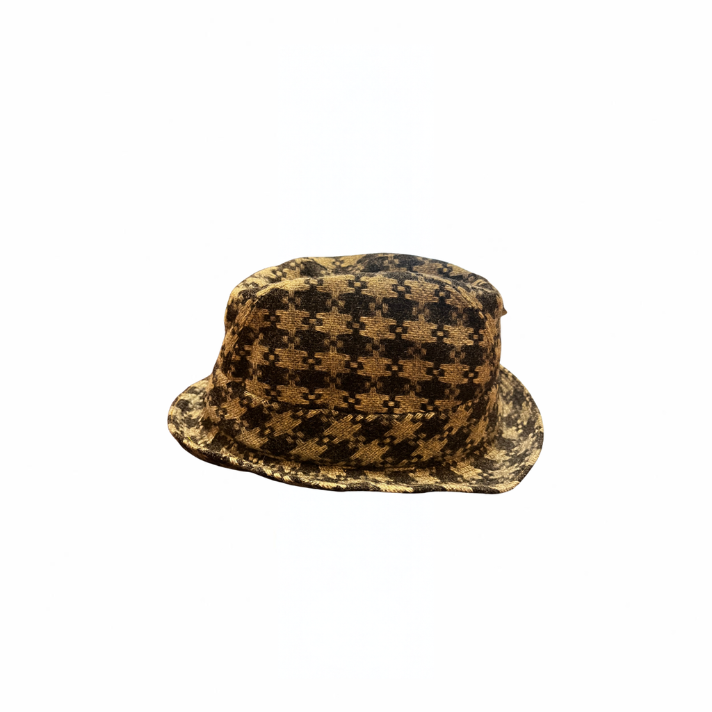 Cappello anni ’70 Création LonCom check con fiore applicato