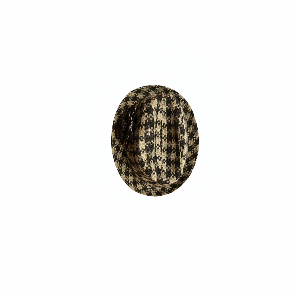 Cappello anni ’70 Création LonCom check con fiore applicato