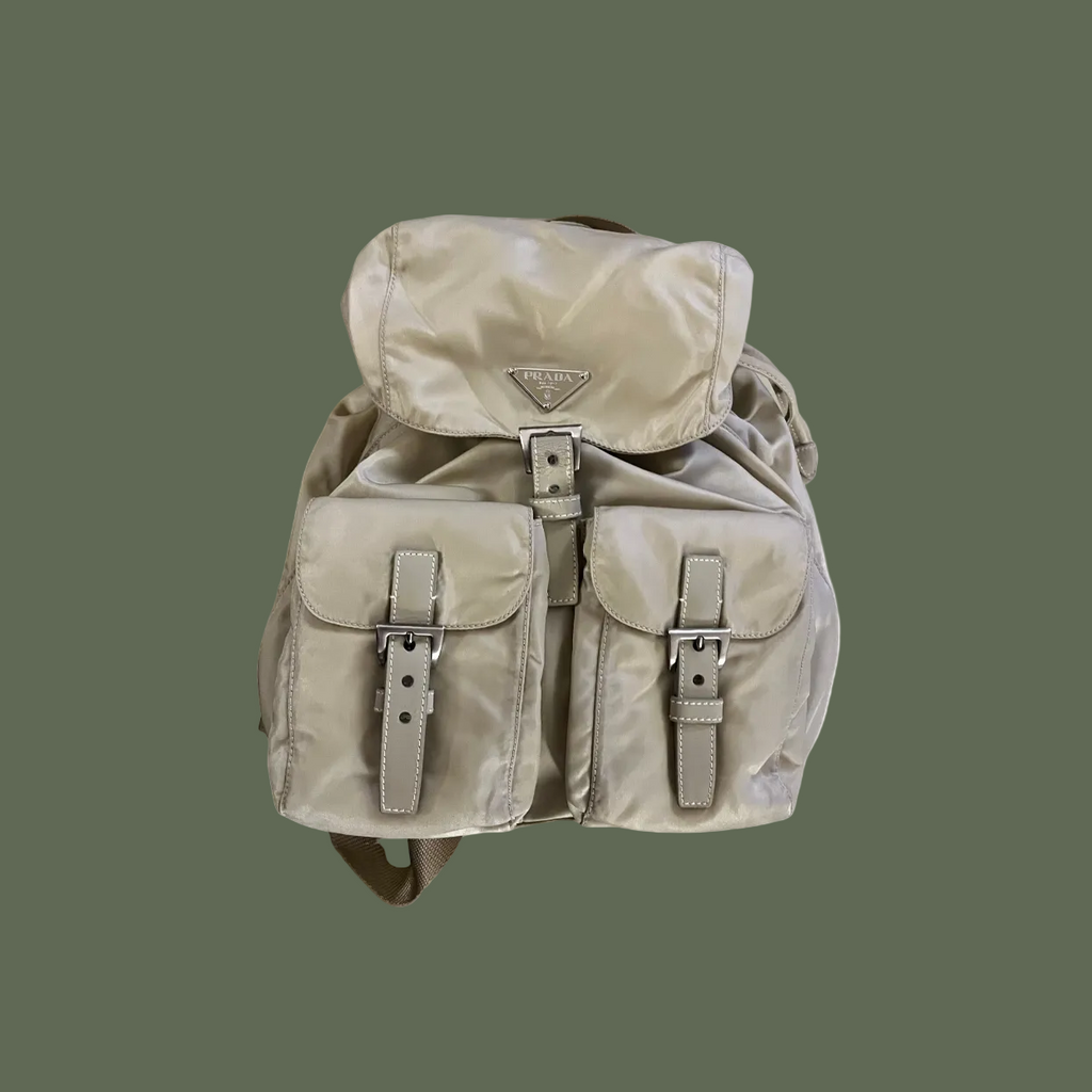 Zaino Prada Tessuto Vela in nylon beige