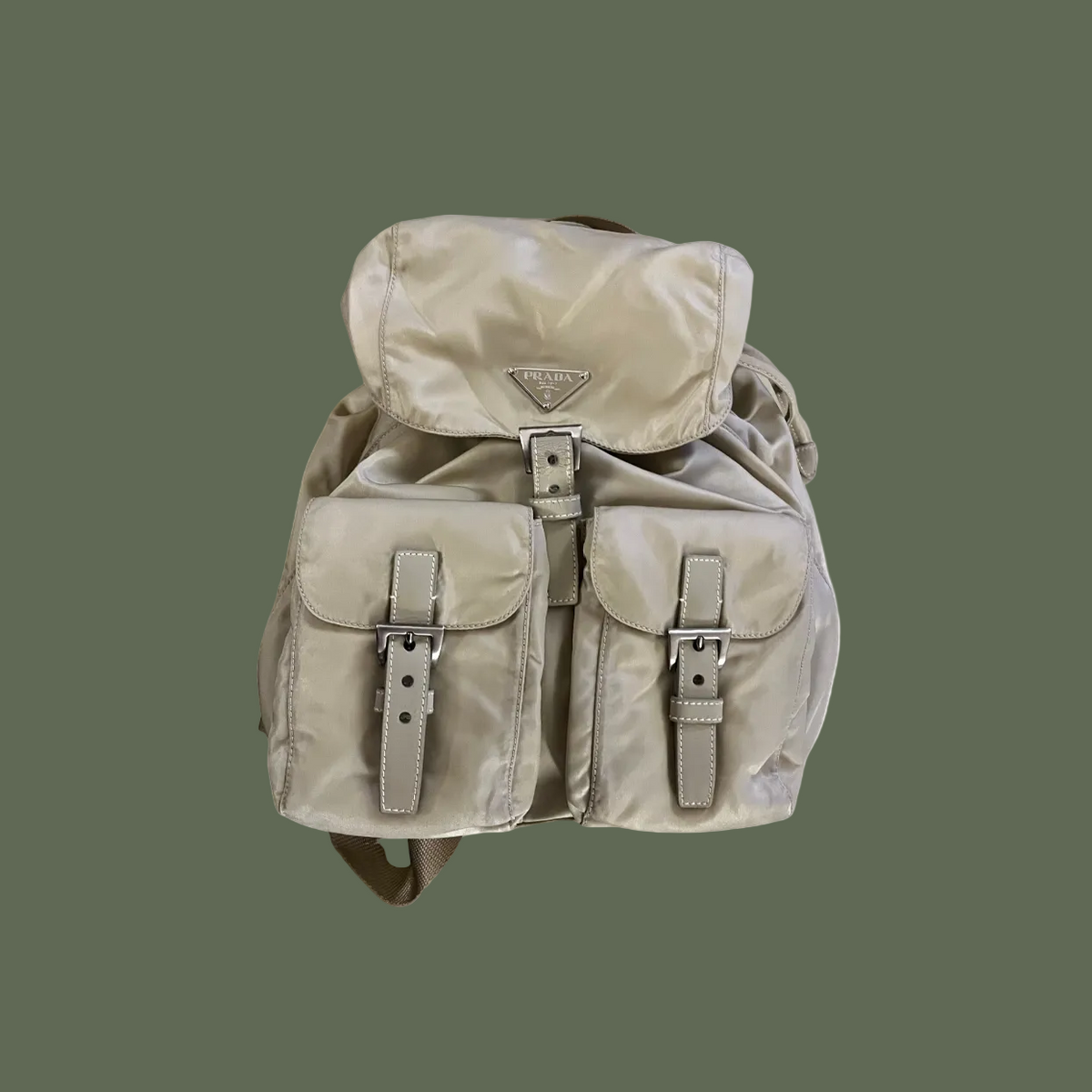 Zaino Prada Tessuto Vela in nylon beige