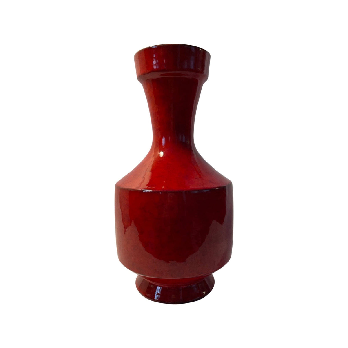 Vintage 1970s Made in Italy MCM Red Porcelain Pot Vase