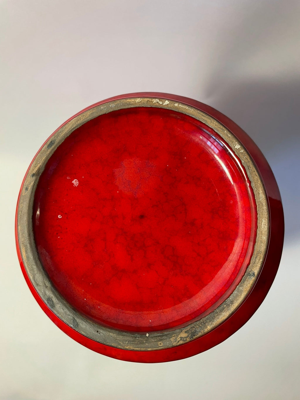 Vintage 1970s Made in Italy MCM Red Porcelain Pot Vase