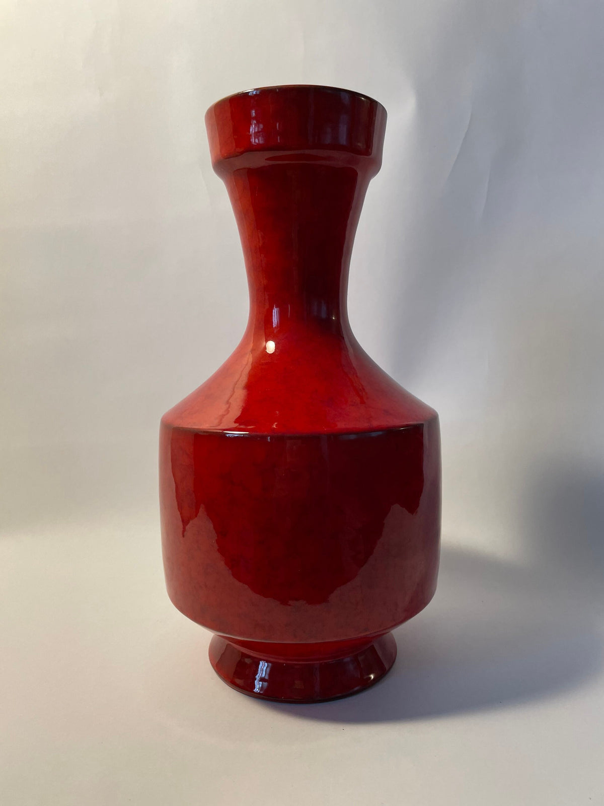 Vintage 1970s Made in Italy MCM Red Porcelain Pot Vase
