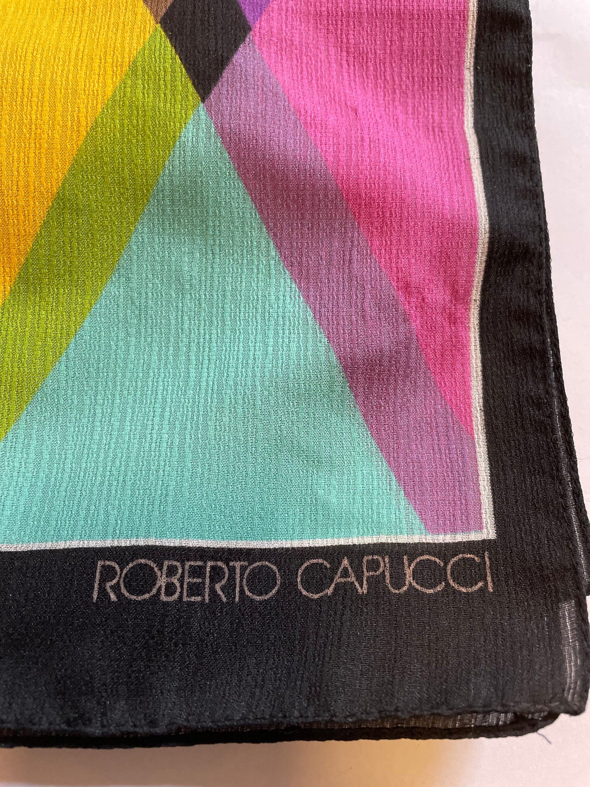 ROBERTO CAPUCCI Vintage 1980s Colorful Harlequin Print Shawl Scarf