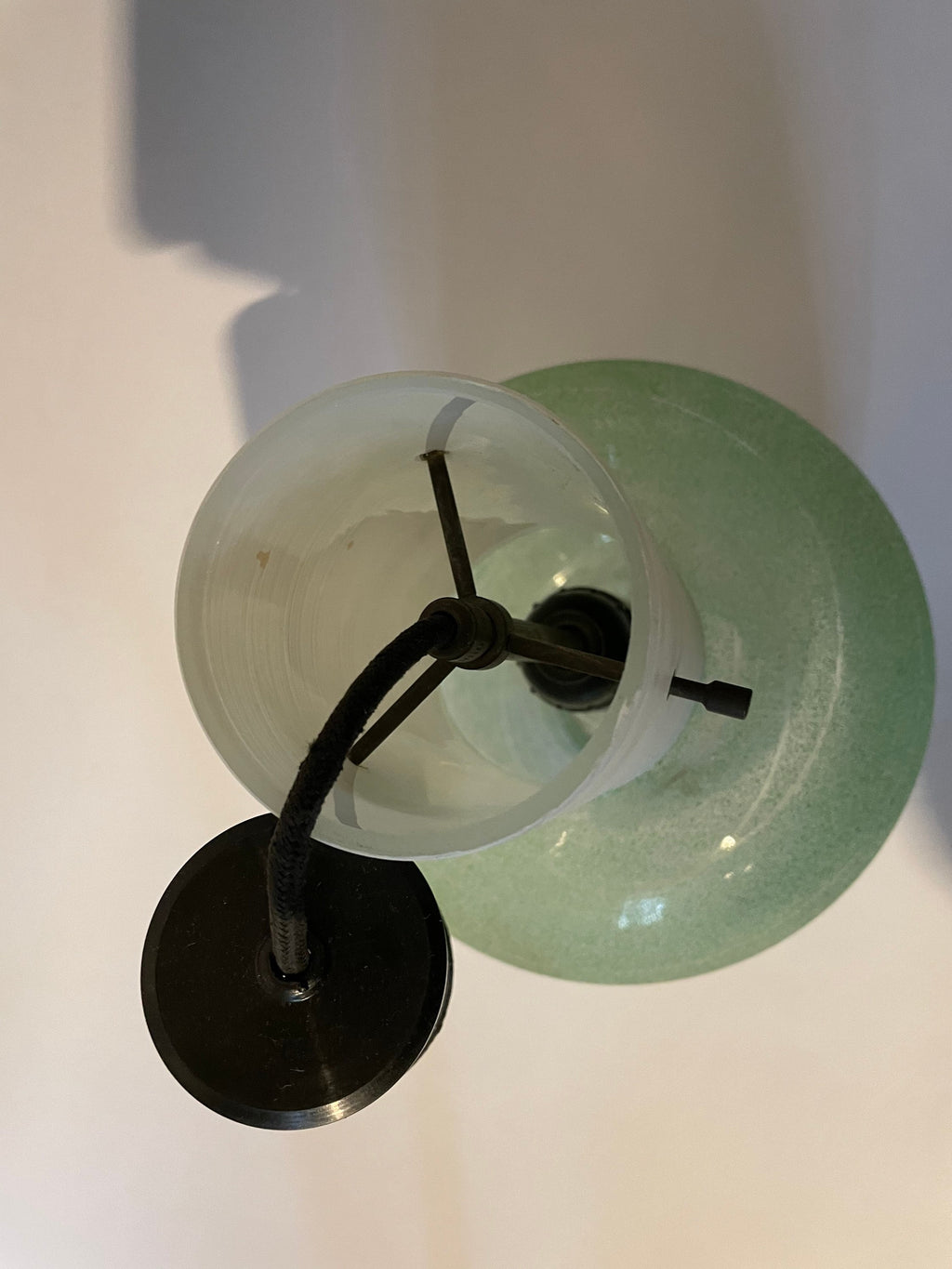 Vintage 1970s Made in Italy MCM Light Green Glass Lamp