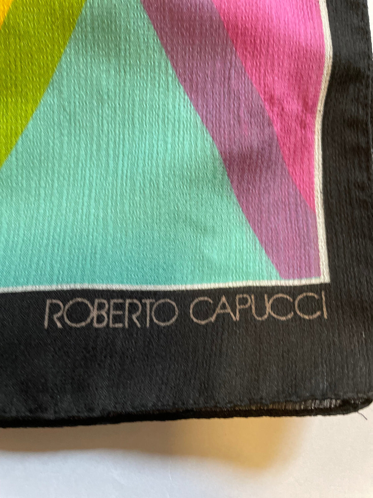 ROBERTO CAPUCCI Vintage 1980s Colorful Harlequin Print Shawl Scarf