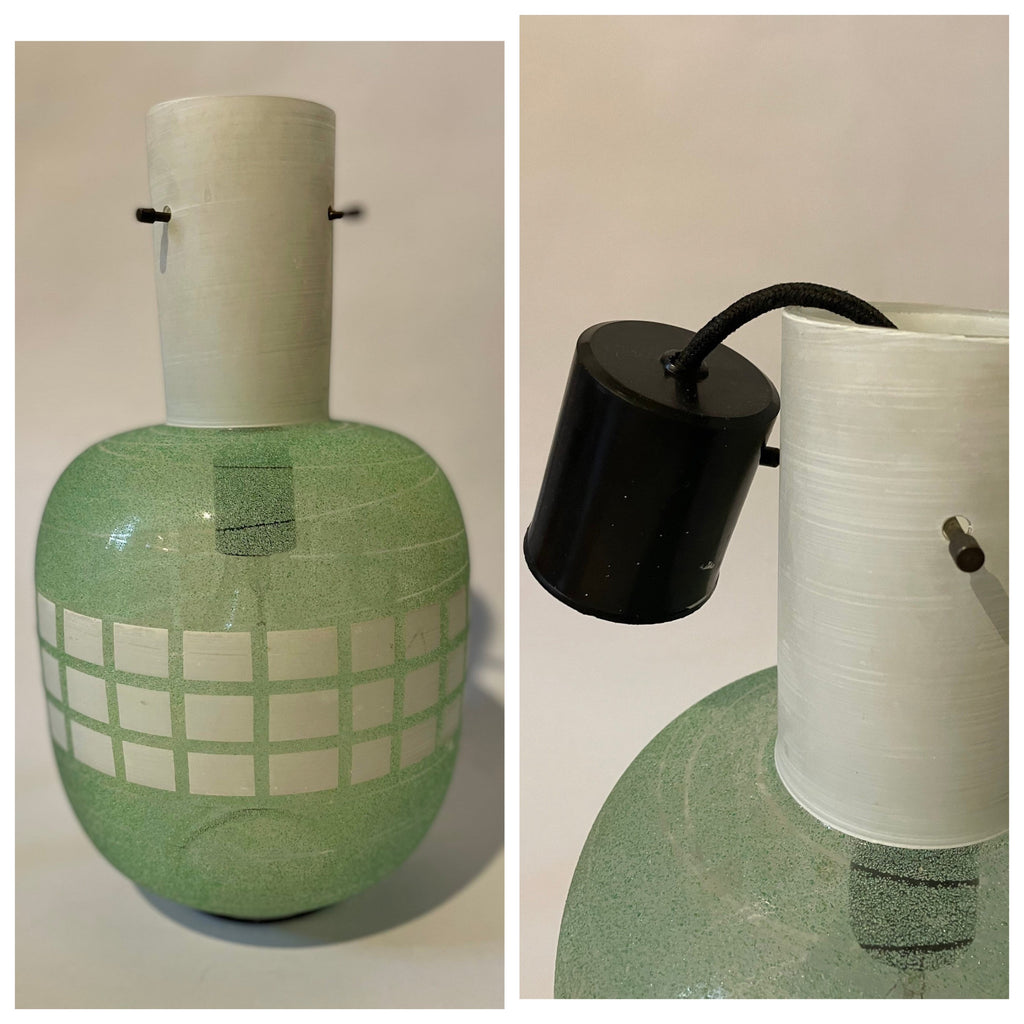Vintage 1970s Made in Italy MCM Light Green Glass Lamp