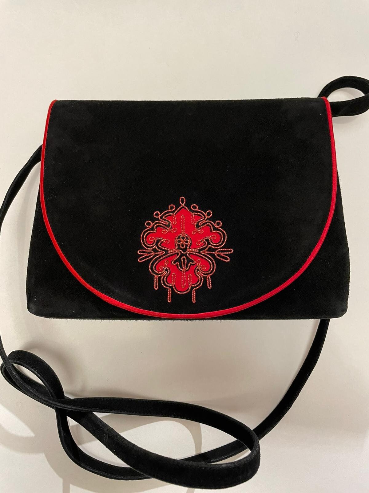 ANDREA PFISTER Vintage 1980s Suede Leather Shoulder Bag Clutch
