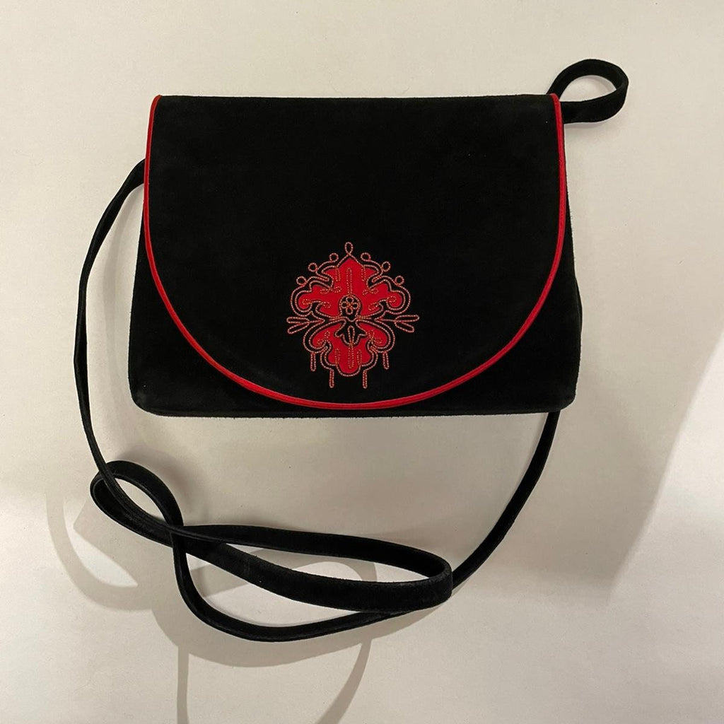 ANDREA PFISTER Vintage 1980s Suede Leather Shoulder Bag Clutch