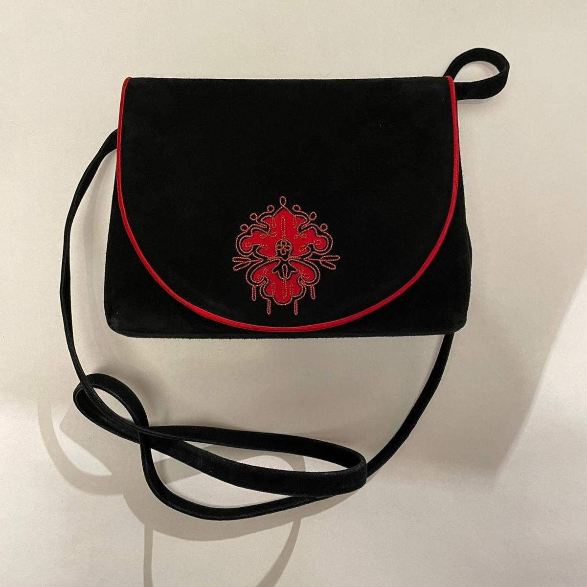 ANDREA PFISTER Vintage 1980s Suede Leather Shoulder Bag Clutch