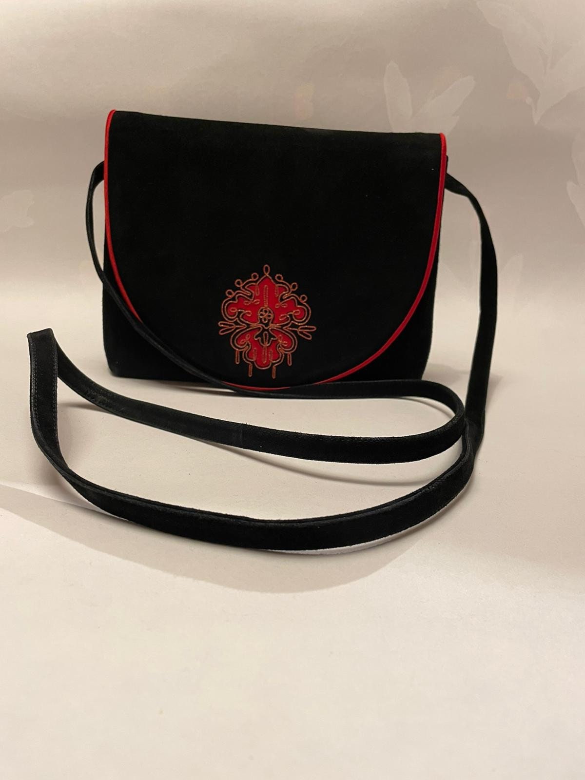 ANDREA PFISTER Vintage 1980s Suede Leather Shoulder Bag Clutch