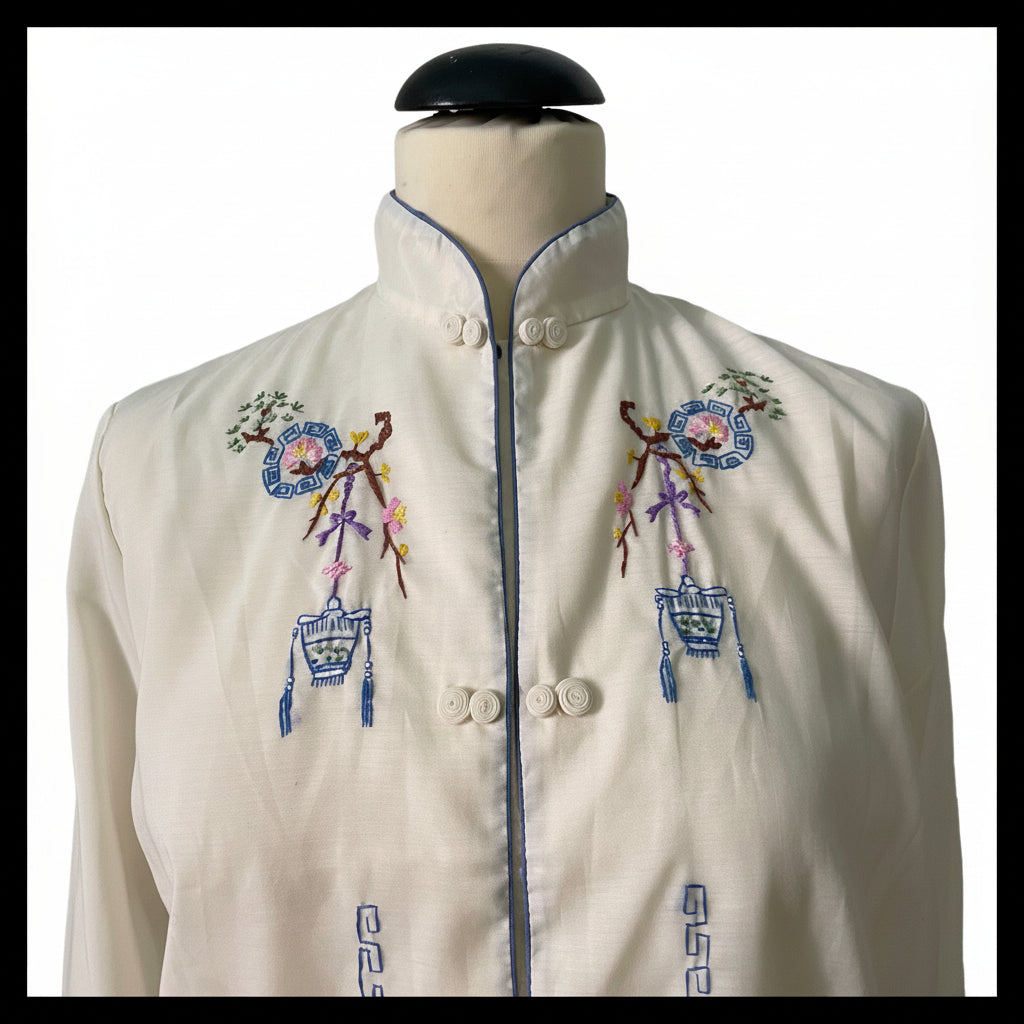 China Blue  -  Pigiama ricamato China, anni ’70