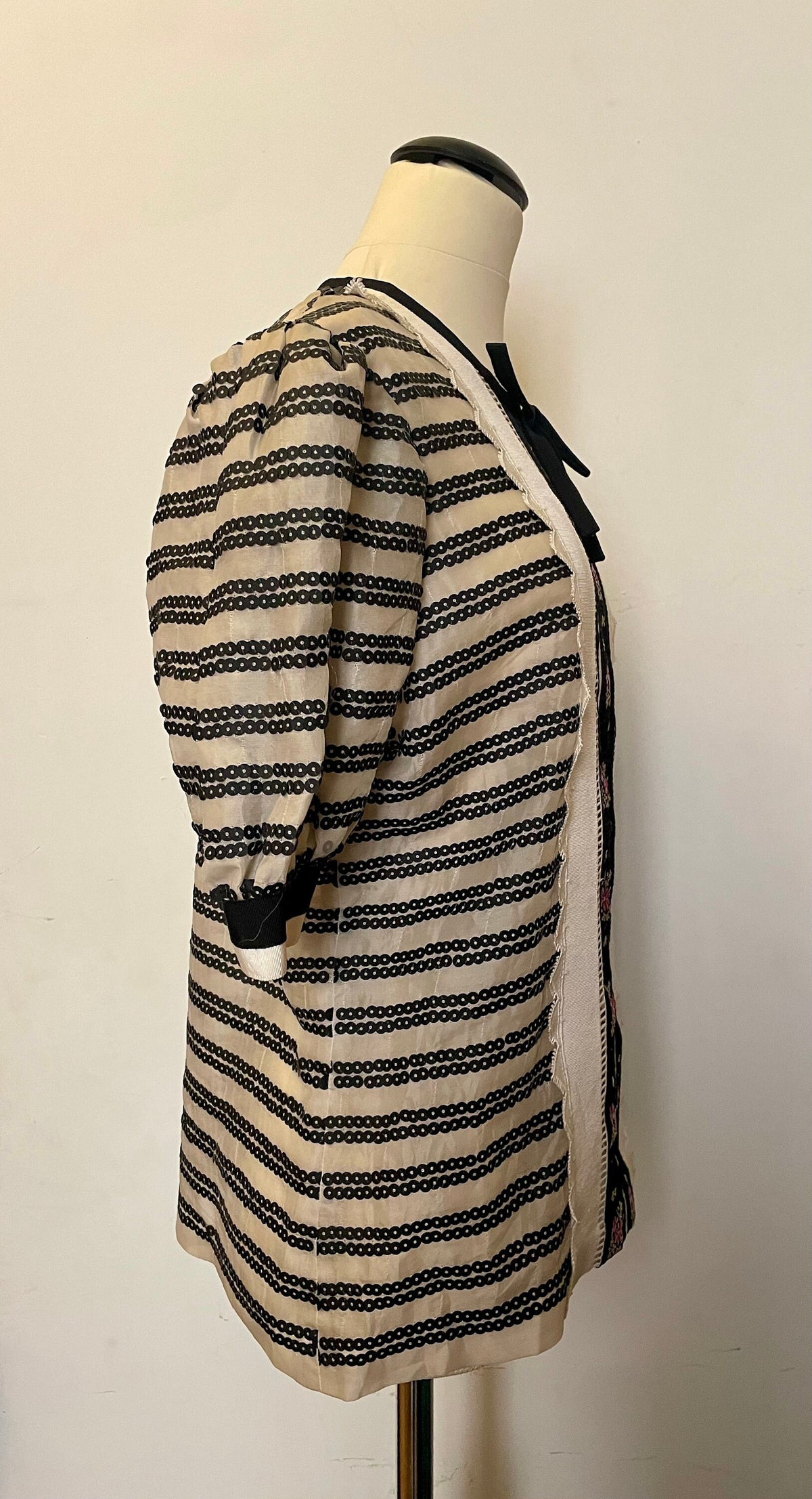 Camicia Marinelli in acetato trasparente con paillettes — Made in France, anni ’80