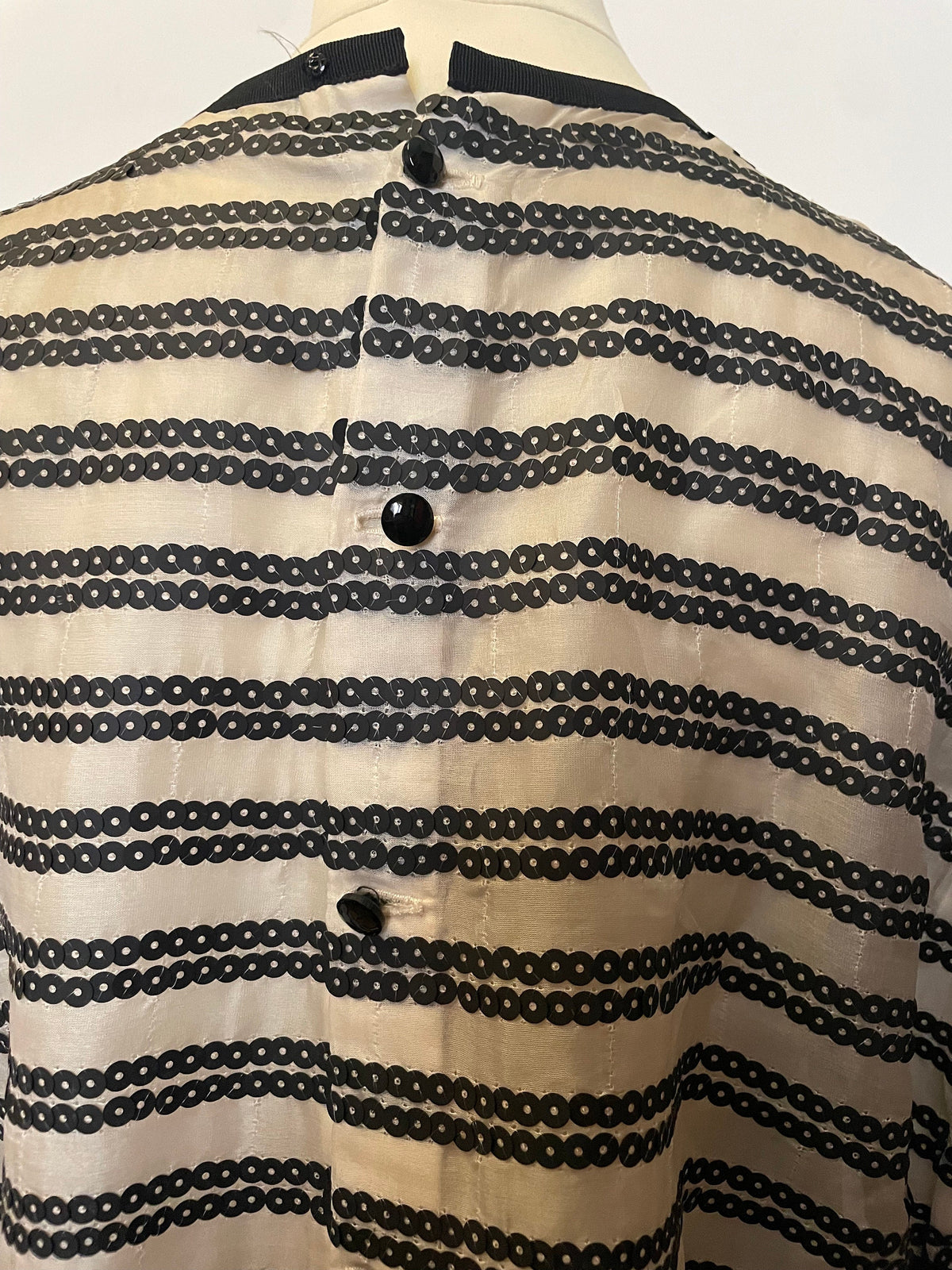 Camicia Marinelli in acetato trasparente con paillettes — Made in France, anni ’80