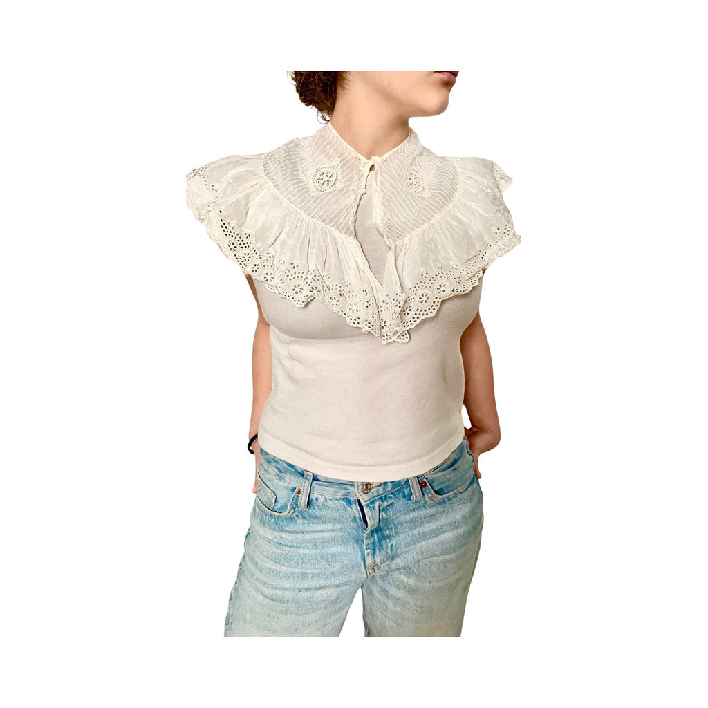 White vintage broderie anglaise collar