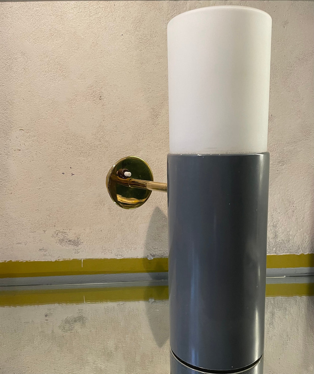1970s Italian Wall Light, Geometric Applique, White Glass