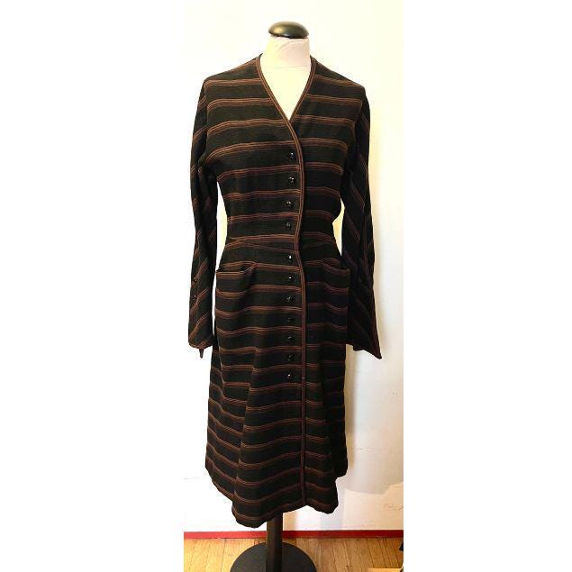 Biki wool black and brown striped coat