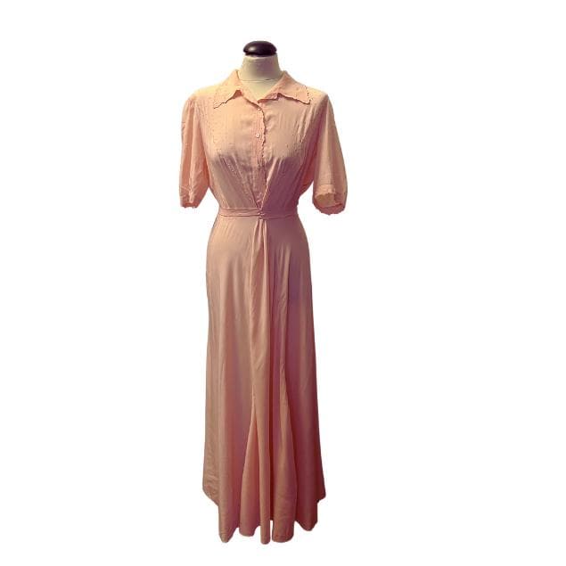 Silk pink long nightgown 1960
