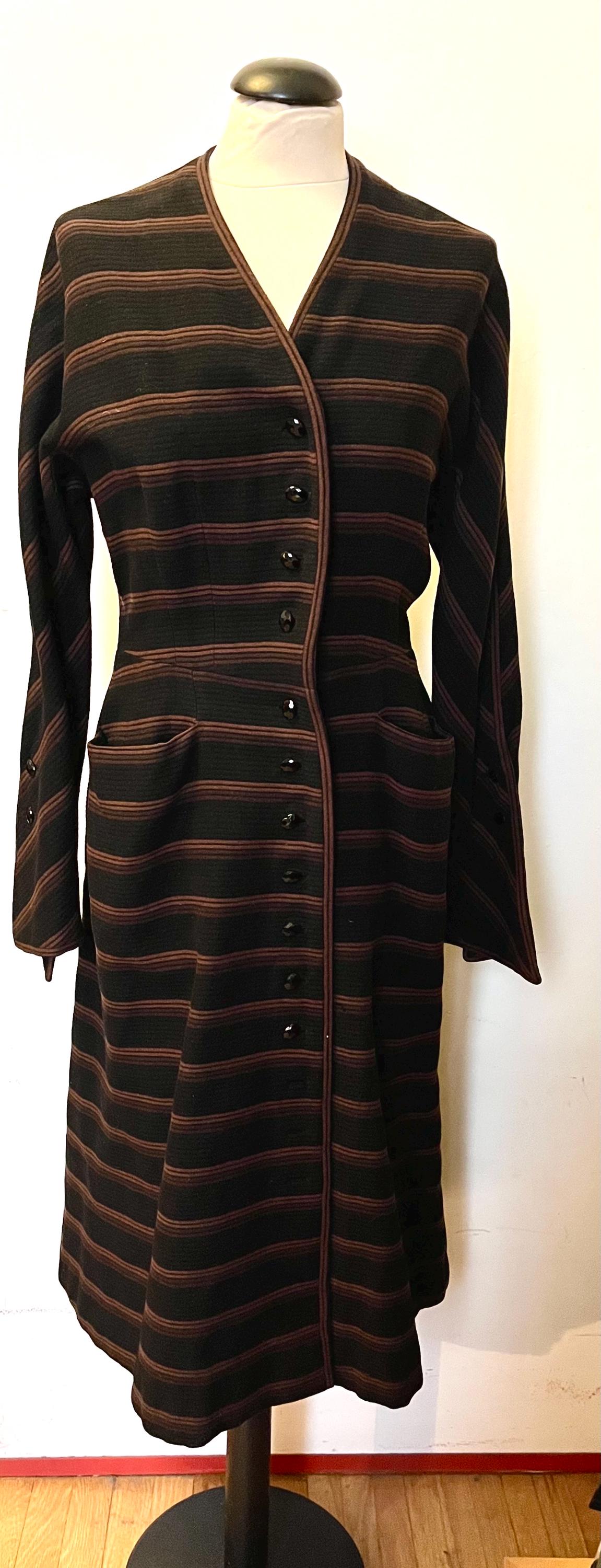 Biki wool black and brown striped coat