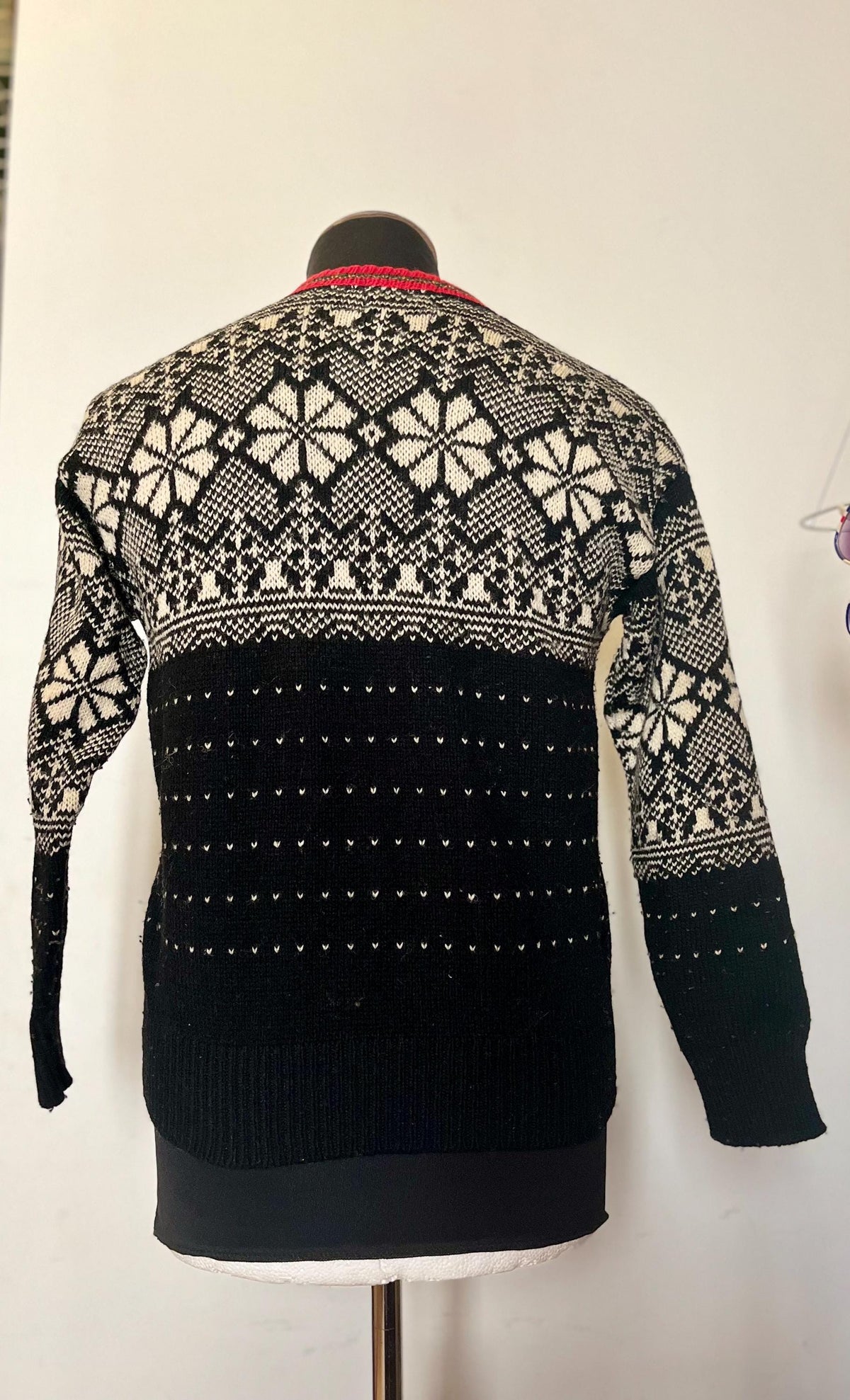 Vintage 90s Wool Cardigan Sweater, Fair Isle Winter Design