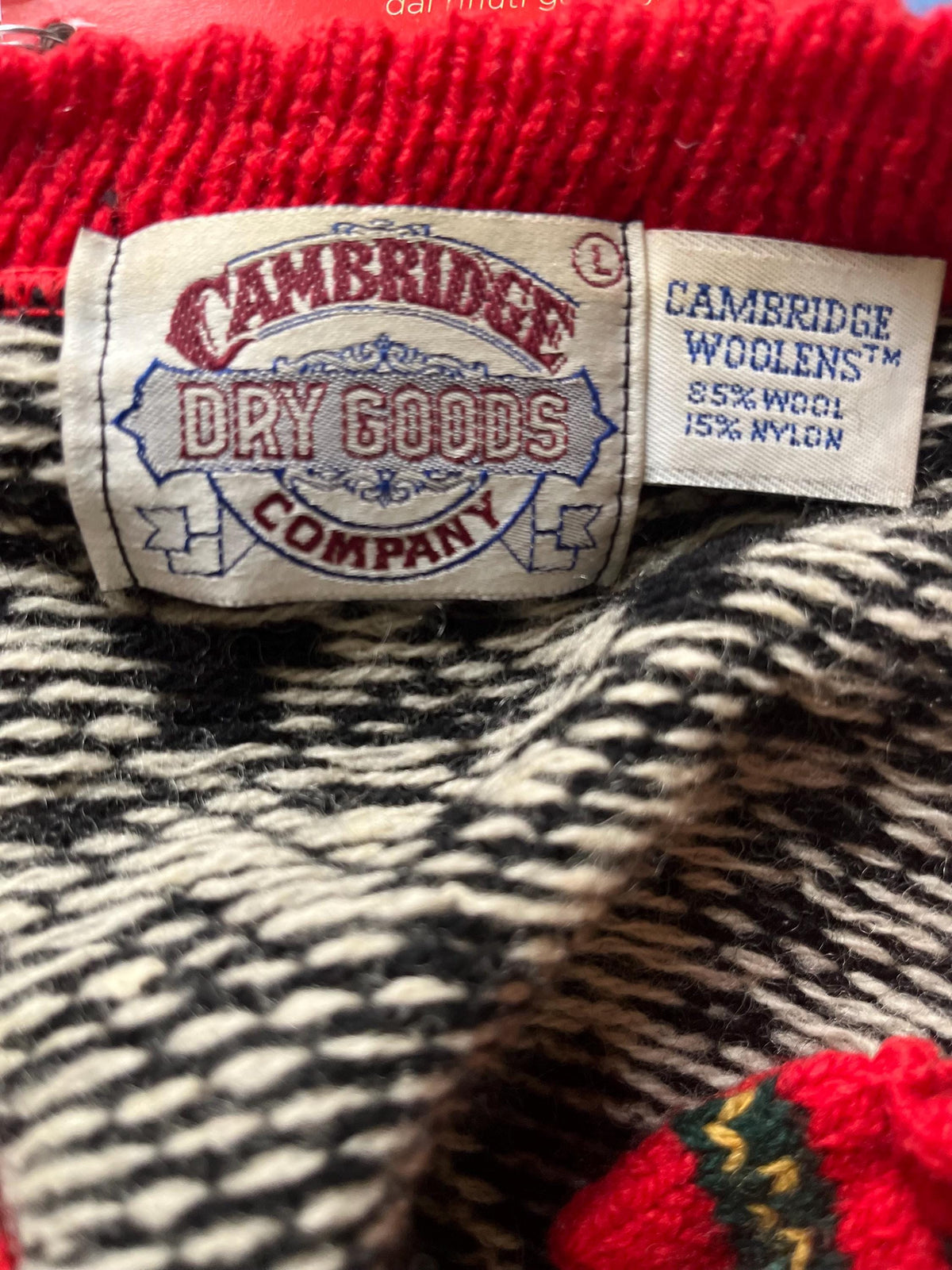 Vintage 90s Wool Cardigan Sweater, Fair Isle Winter Design