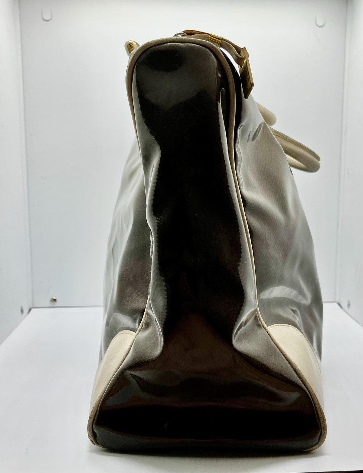 Carlotta Borsa Carlotta marrone con profili crema  — anni ’70