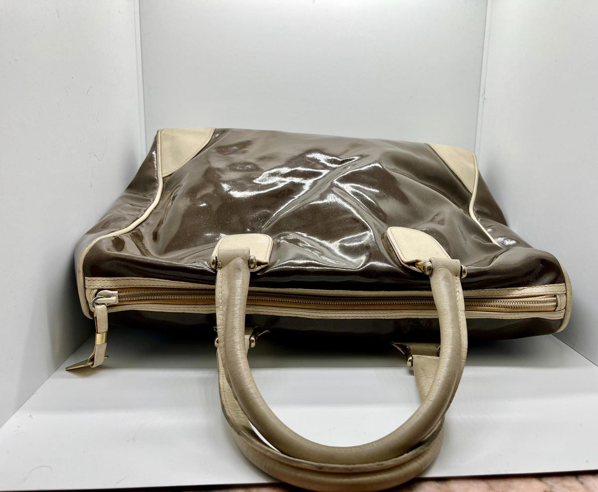 Carlotta Borsa Carlotta marrone con profili crema  — anni ’70