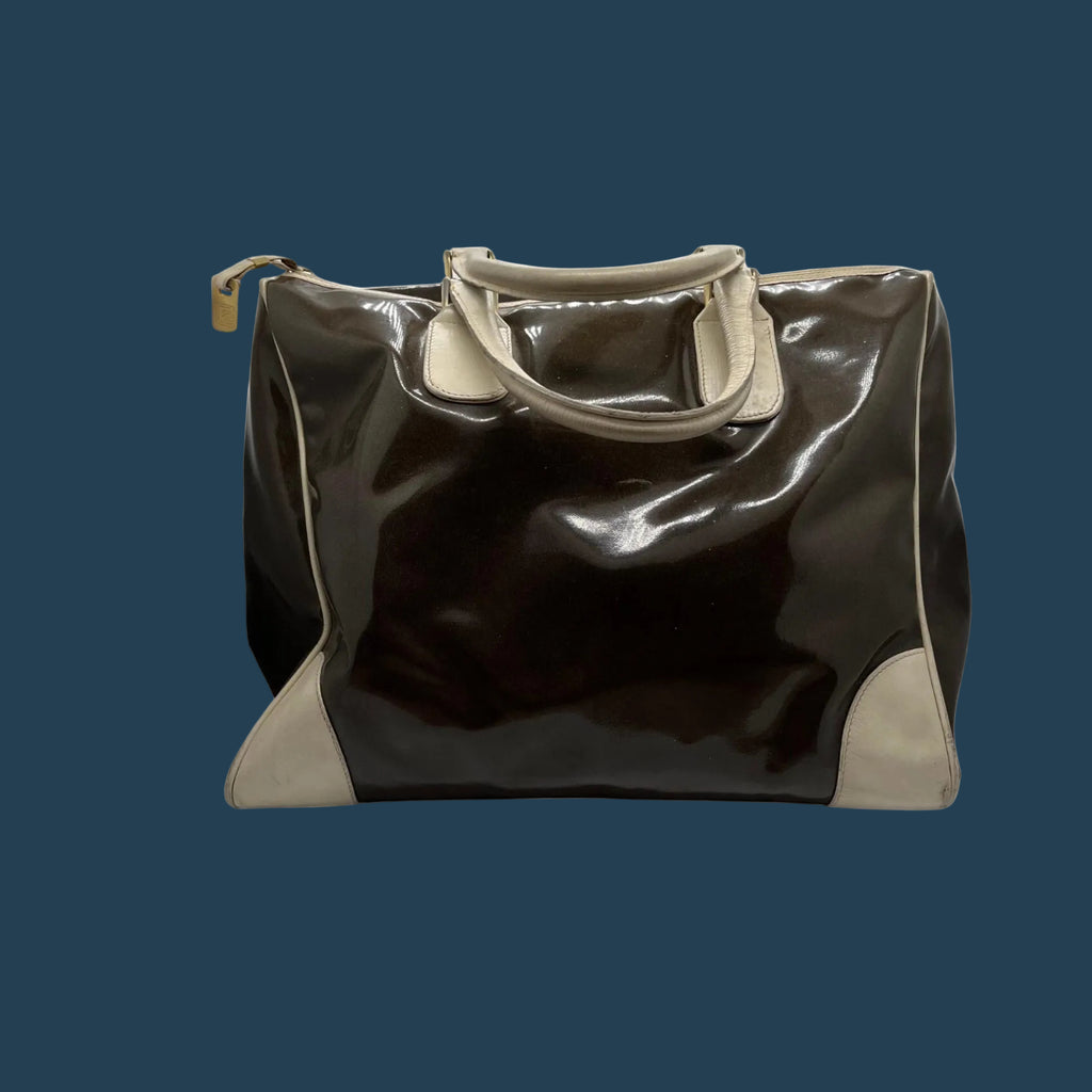 Carlotta Borsa Carlotta marrone con profili crema  — anni ’70